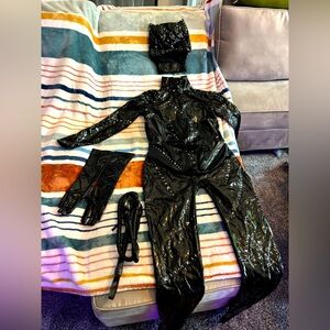 Black Shiny Women's Costume Set